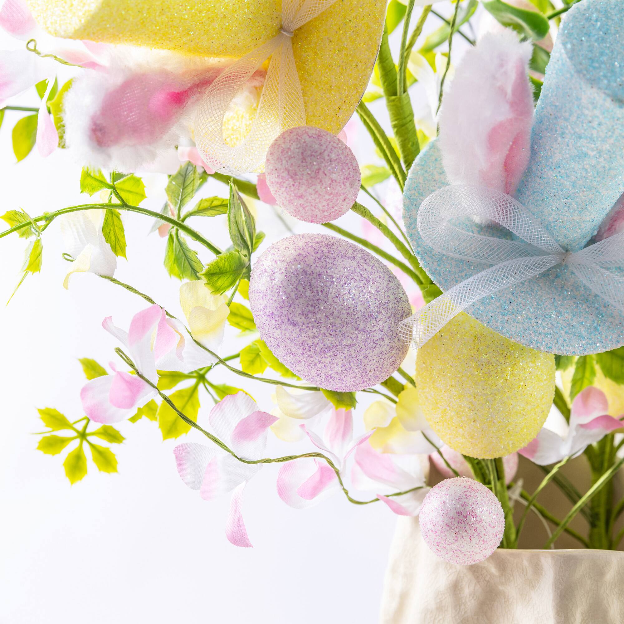 Glitzhome® 28" Easter Glitter Egg & Top Hat Picks Set